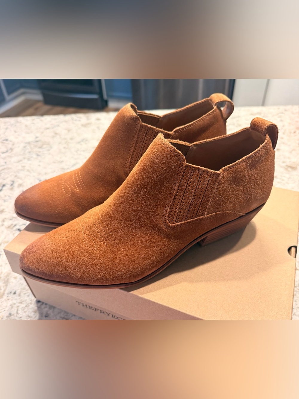 Frye Rubie Western Slip On Suede Bootie